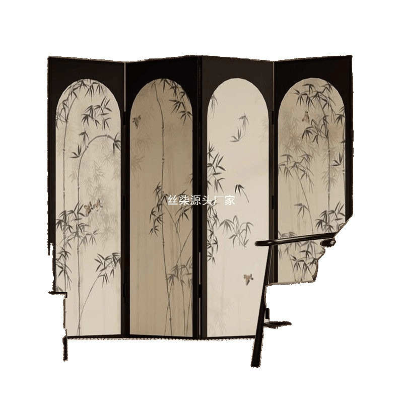 新中式竹子屏风隔断客厅法式装饰玄关墙禅意折叠移动茶室竹子折屏