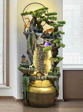 饰中式假流水喷泉客厅山摆件室内水57320装酒景店开业养鱼池落地加湿器