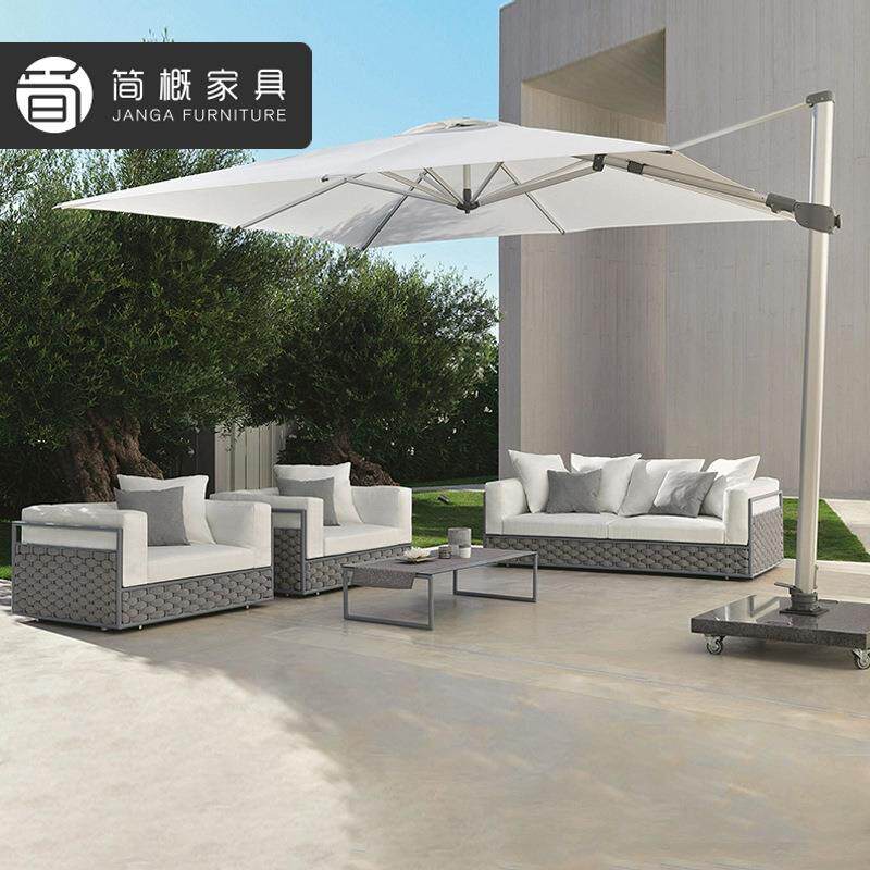 户外庭院别墅沙发茶几组合防水防晒金属沙发家具露天藤沙发三件套