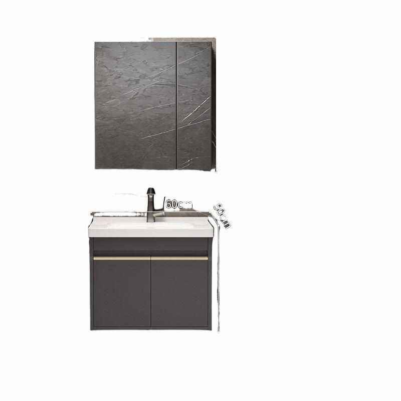 实木浴室柜一体陶瓷盆智能镜柜组合卫生间防潮洗漱台落地式现代款