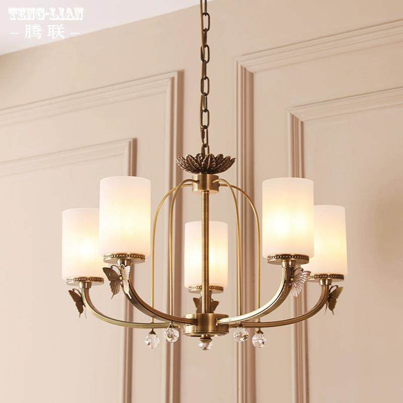 美式室客卧641全铜吊灯吊欧式简约厅古典餐厅灯法式别墅大气大厅