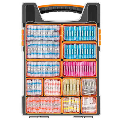 批发1100PCS盒装 26-10AWG焊锡环热缩防水密封接线端子连接器