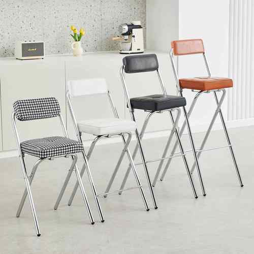 2025新款吧台椅子60cm靠背椅折叠高脚凳久坐不累厨房做饭专用凳子