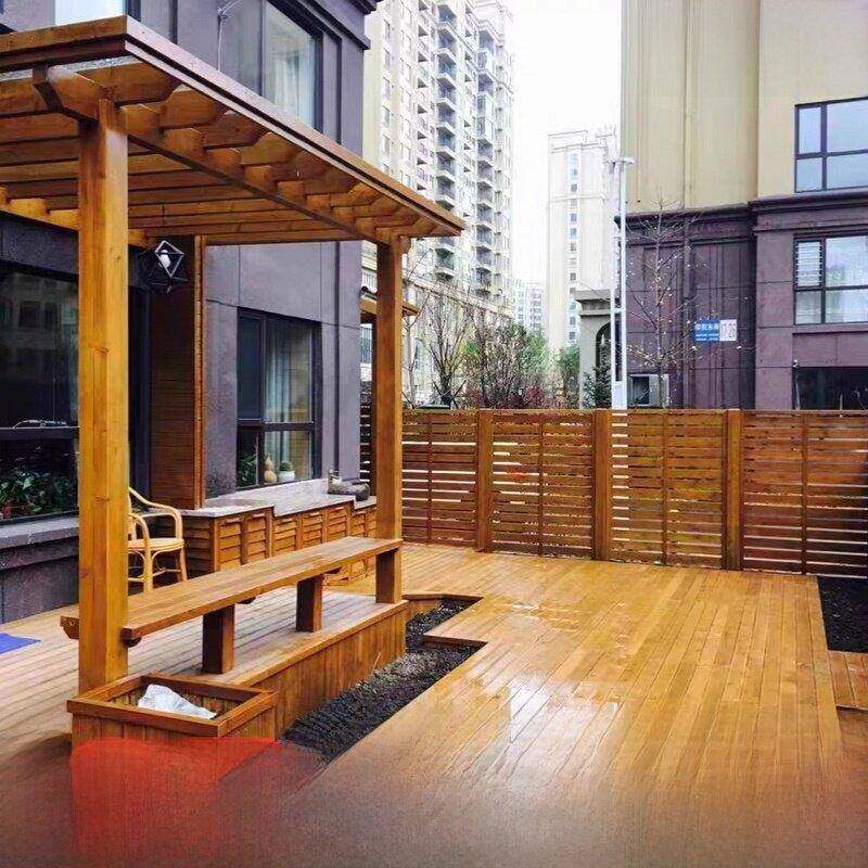 北京户外防腐木地板塑木庭院露台公园露营式帐篷平台芬兰木园林改