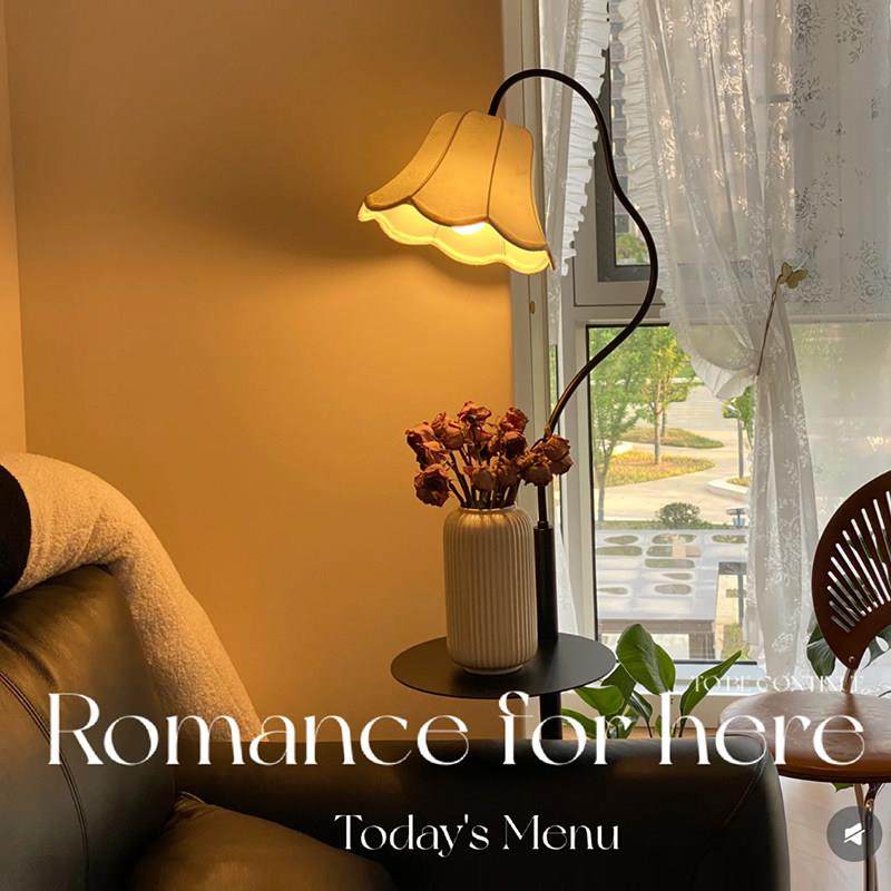 法式覆古落地灯客厅沙发中古风卧室气氛灯高级感置物架一体落地灯