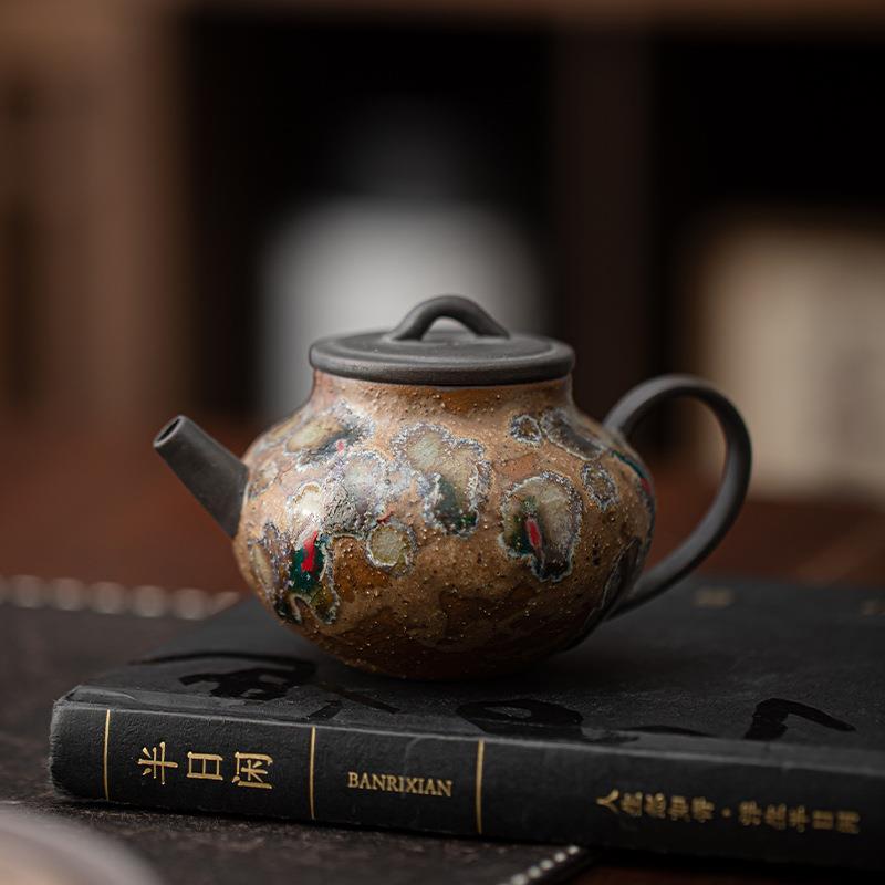 复古禅意蜜蜡釉茶具原矿粗陶老岩泥茶壶家用高档泡茶壶单壶