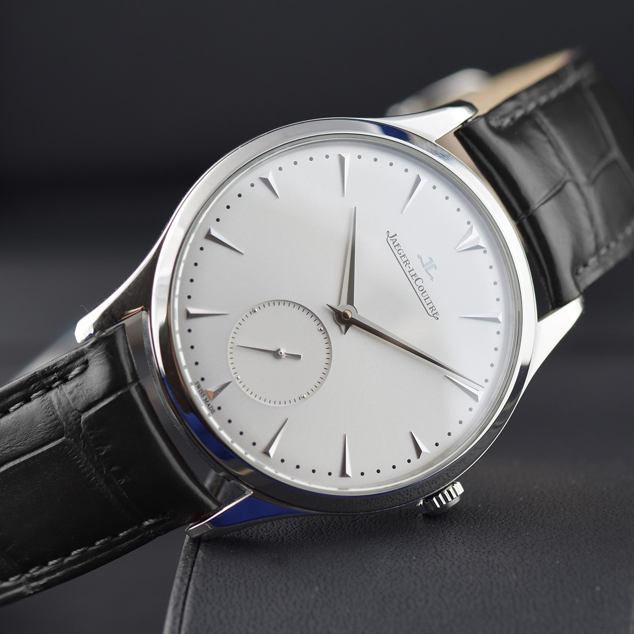 积家男表正品瑞士男士手表背透大师自动机械表98新1358420