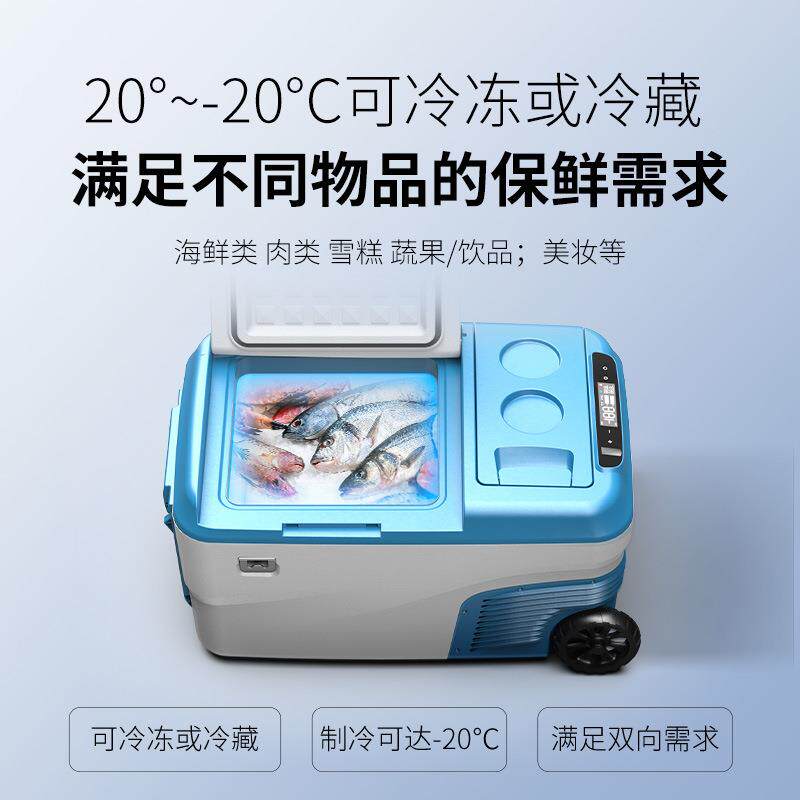 冰虎车载冰箱压缩机制冷12V24V双开门双温双控车家两用小冰箱