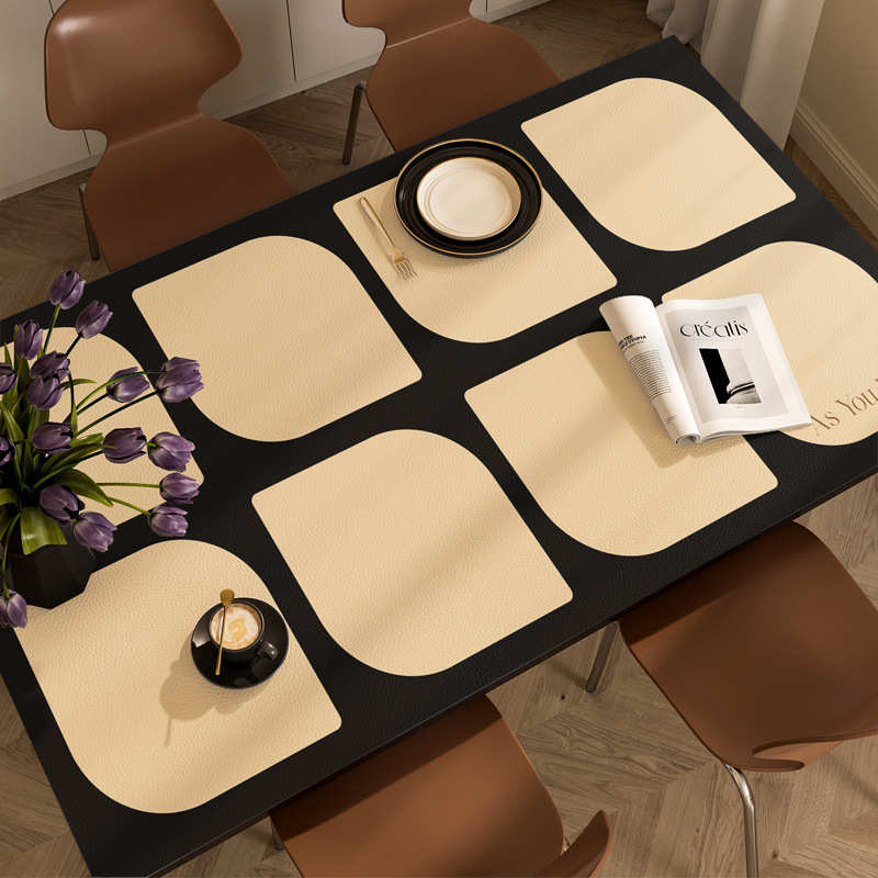 轻奢高级感餐桌垫防水防油PVC皮革桌布奶油风茶几桌垫厂家直供