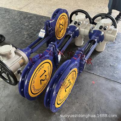 电动对夹陶瓷刀闸阀 PZ973TC-10C 手电两用 DN200一体式远程控制