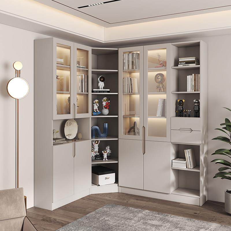 现代简约实木书柜书架靠墙转角柜墙角柜收纳柜三角形置物架可定制