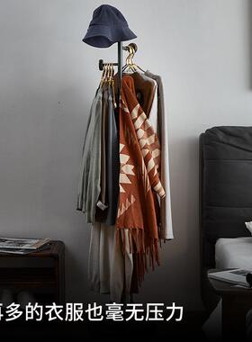 简约黑胡桃衣木衣架灰色锈钢落地卧室挂架客WEK厅帽大理石不衣服