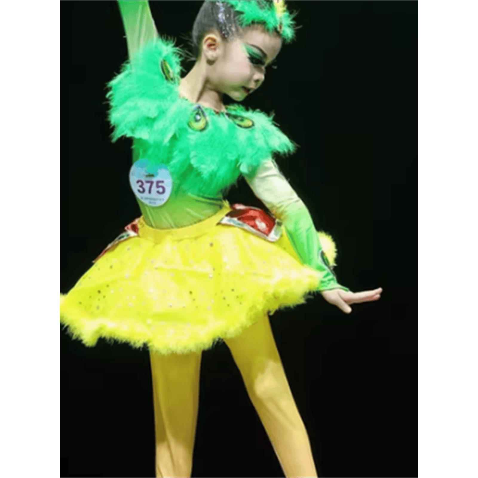欢乐伯谷原创独舞儿童表演服装小河式舞蹈服装女子伯谷鸟表演服装