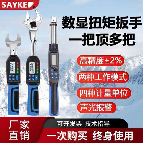 赛力克可换头电子数显扭力扳手高精度活口开口扭矩数显扭矩扳手