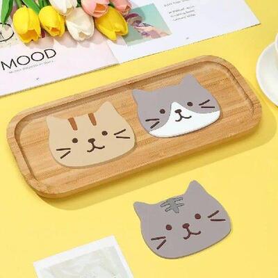 Non-slip Cat Shaped Silicone Cup Mat Holder Coffee Tea