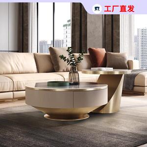 意式轻奢岩板电视柜茶几组合家用设计师小户型极简简约客烤漆简约