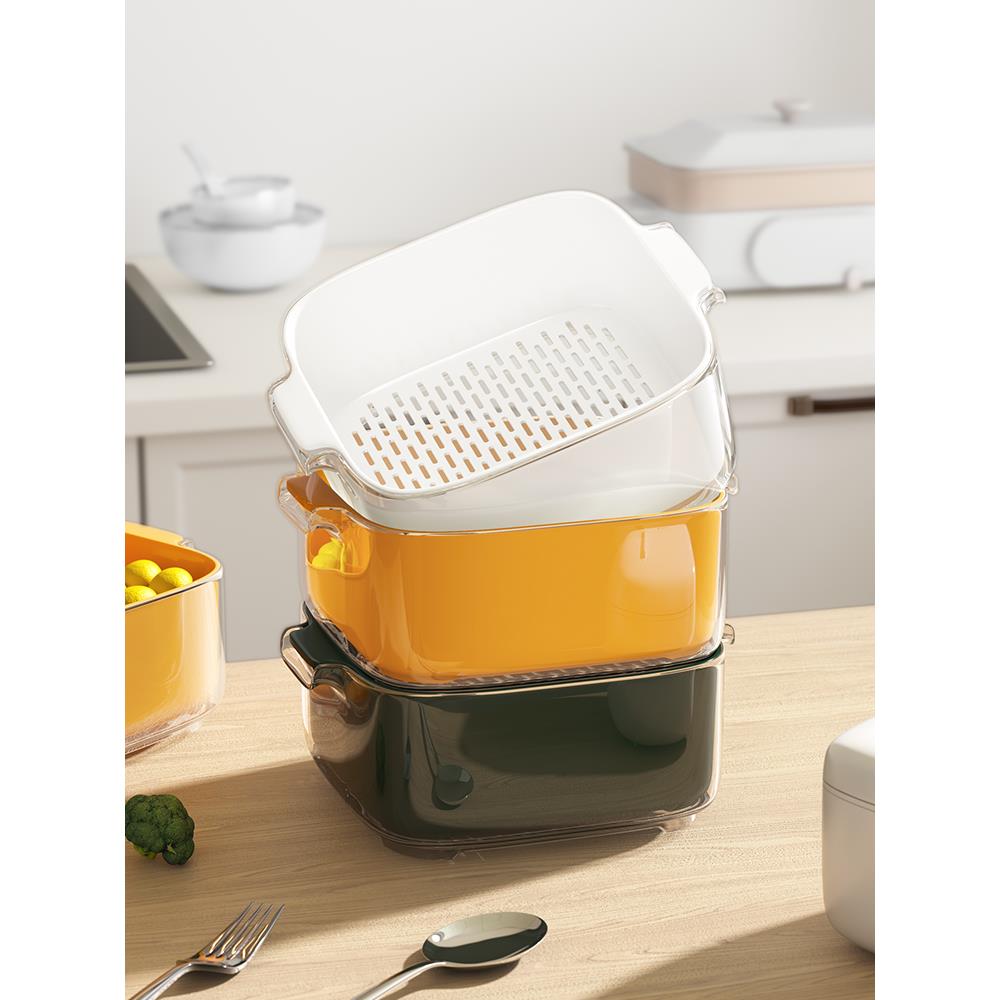 双层洗菜盆沥水篮多功能厨房家用新款水果盘客厅滤菜篓淘洗菜篮子