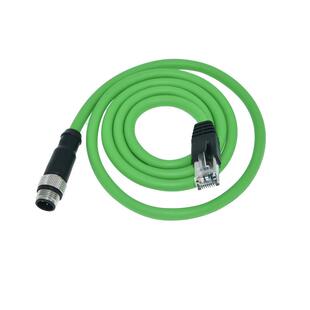 康耐定制型视工4业相千兆网线M12转RJ机4屏蔽线缆芯D型读码 器连接