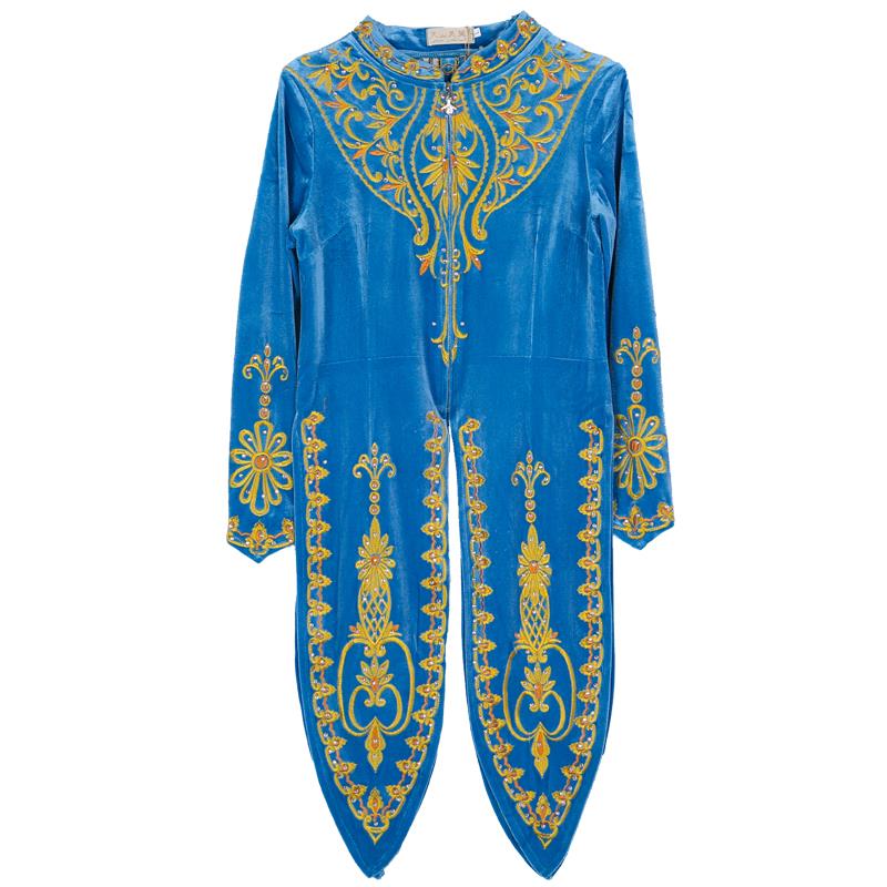 正品新疆族舞蹈演出服舞长甲广场金马丝绒上衣女民族服饰秋冬季维