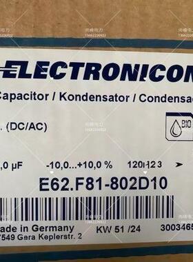 E62.F81-802D10 德国electronicon滤波电容 8uf 1200VDC 原装现货