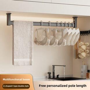 阳台吊柜镜柜毛巾杆顶装衣柜挂衣杆纵向竖向横杆衣通毛巾衣架窄柜