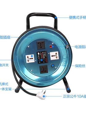 移动拖线电缆盘2250V可缠不锈钢野豹电缆0米盘绕线盘绕卷线盘