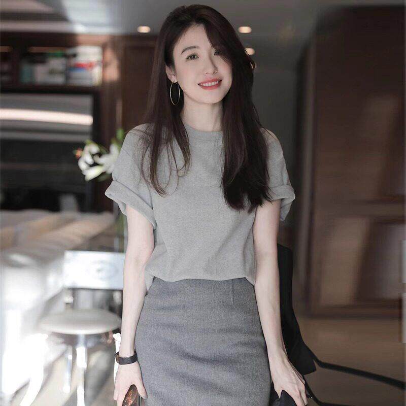 欧洲站夏季女装2026新款成套搭配减龄套装裙职场轻熟风短袖两件套