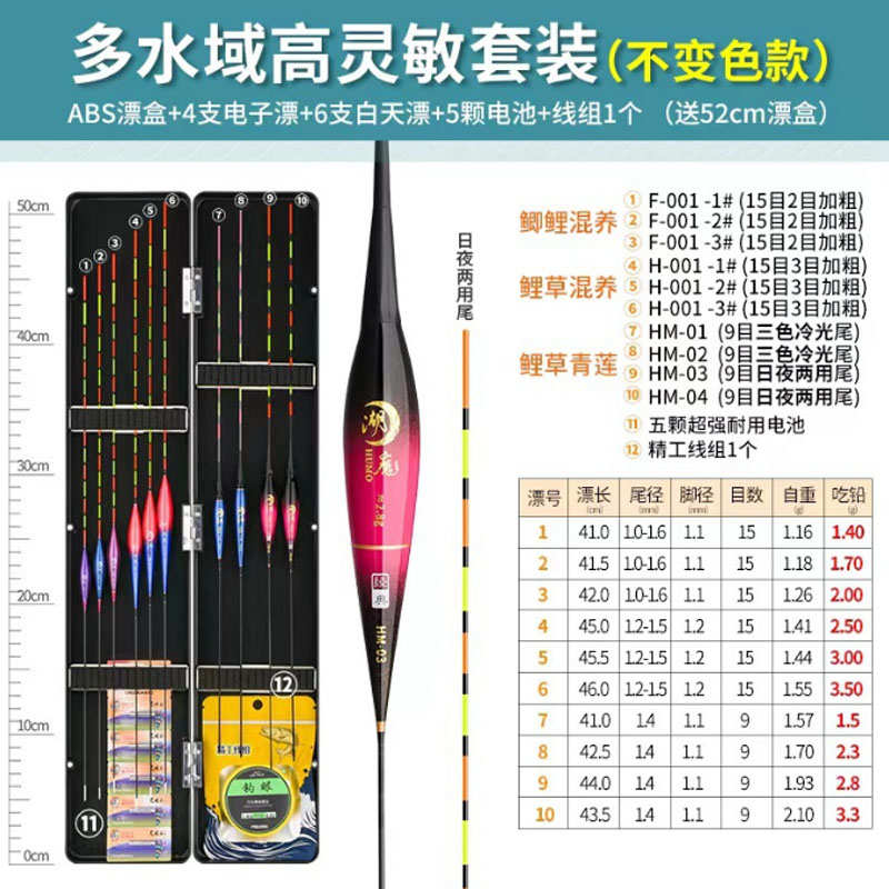 夜光两用漂漂日夜漂套装魔带湖加粗高灵敏电子漂纳米鱼盒醒目浮漂