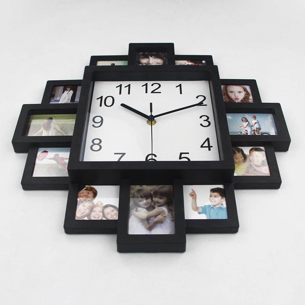 黑挂色塑料用墙相框钟创意钟时尚照片钟表客厅简约时钟挂家挂UZE
