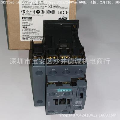3RT2526-1AP60 接触器 线圈电压220Vac 50Hz/240Vac 60Hz、2开2闭