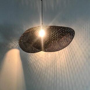 新中式 榻榻米竹藤吊灯复古竹艺编织吊灯 饭店民宿竹艺灯笼吊灯日式