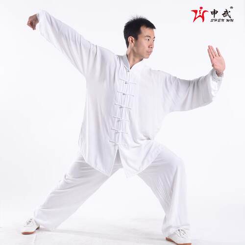 新款包邮夏季绵太绸全棉人造棉服男 极女太极拳服装团队表演晨练