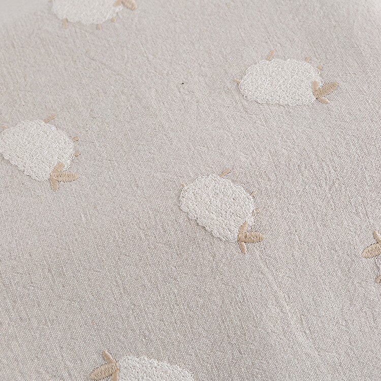 新款棉麻绣花布 动物绵羊刺绣手作时装家居用品连衣裙装饰面料