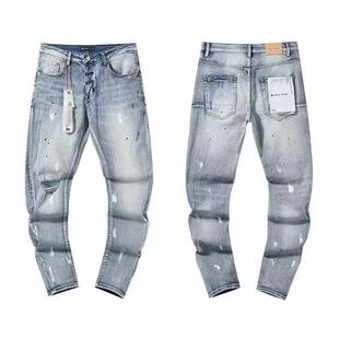 Purple Jeans American High Street Paint Hole Black 9045