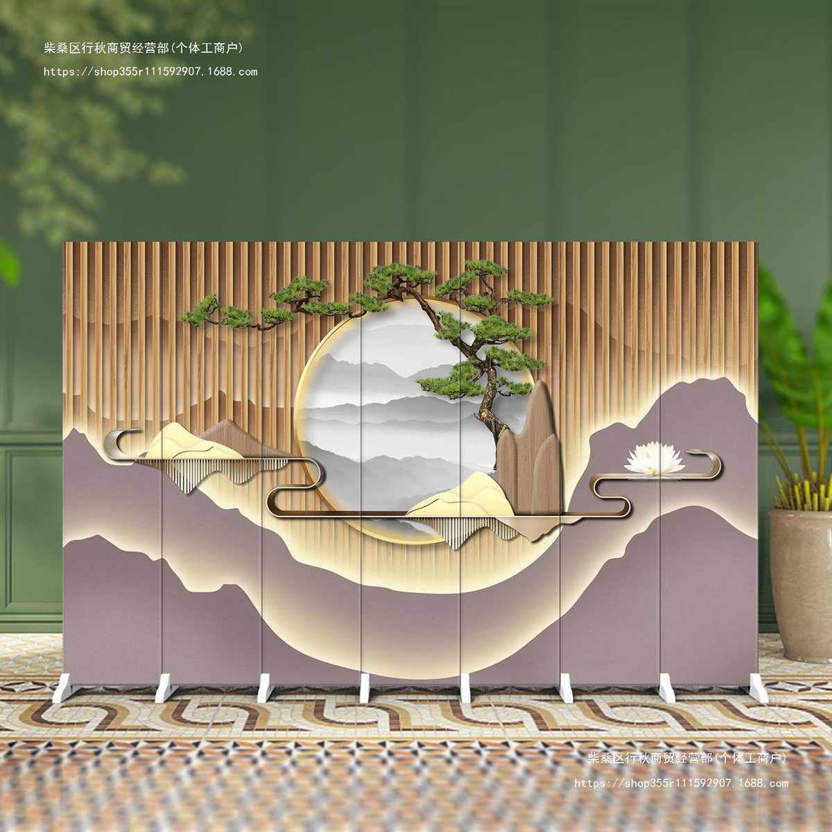 新中式屏风隔断客厅山水茶室办公室养生馆移动隔墙板可折叠双面屏