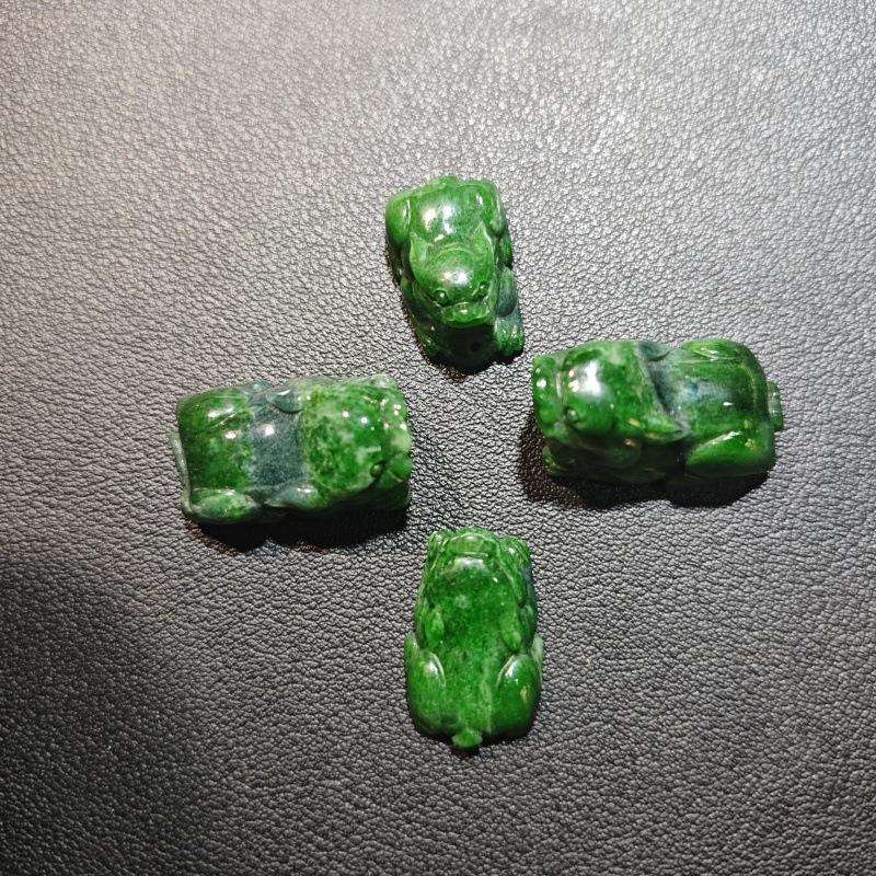 悦缅缘翡翠四会天光墟天然缅甸A货手工全绿貔貅