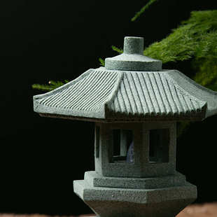 创意摆件禅意复古户外石塔宫灯装饰茶桌摆件禅灯鱼缸石灯笼小摆设