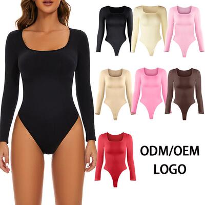 Womenswear Casual Seamless Color U Neck Sleeve Stretch