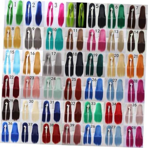 wig cosplay fashion women long Straight hair Red black blue