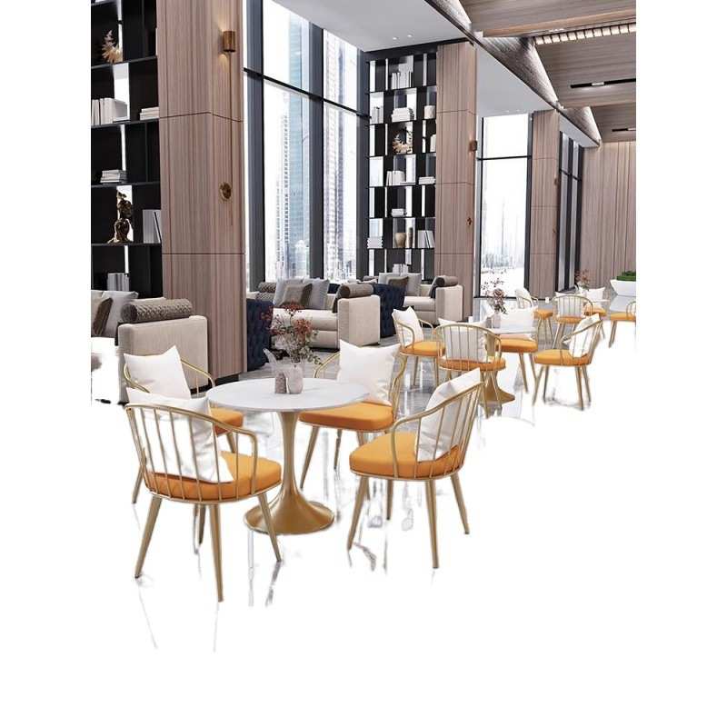 zh售楼处会客休息区洽谈桌椅组合咖啡厅奶茶店休闲接待小圆桌子椅