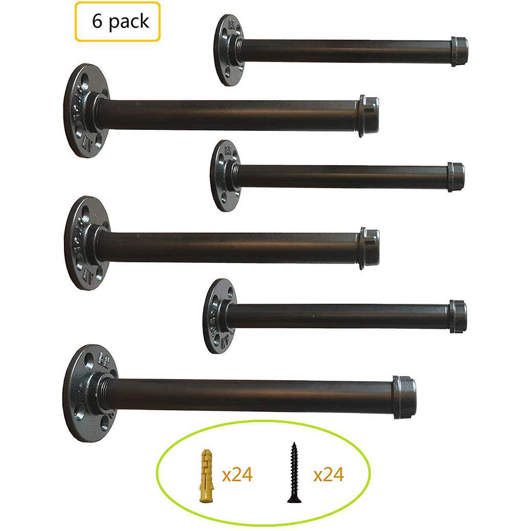 跨境砖供北欧层板铁艺水管支撑架复古托架单层管子墙上置物架壁挂