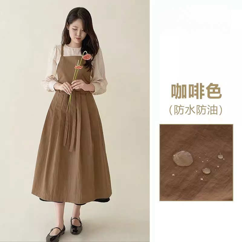 韩系简约防水防油围裙厨房家用女花店画画宠物美甲奶茶咖啡店