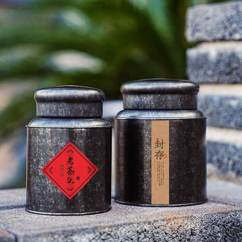 覆古金属茶叶罐大号圆罐马口铁密封罐半斤一斤装红茶叶包装盒空盒