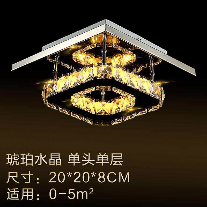 跨境LED水晶吸顶灯方形过道灯走廊玄关灯饰现代简约阳台入户灯具