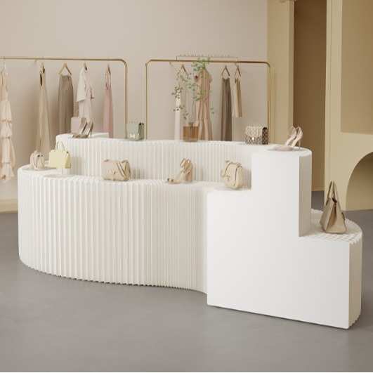 工厂直销多层置物展示架  活动展会展览布置双面折叠纸中岛展示台