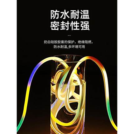 led霓虹柔性软灯带七彩220v变色炫彩氛围灯条户外rgb彩灯装饰