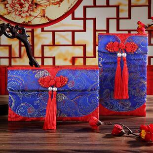 布艺丝绸锦缎特大万元结婚用超大号红包父母改口费绸缎绒布袋