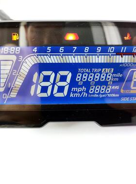 摩托车改装蓝色液晶仪表可调时速款2-4缸公英里油表转速可调款