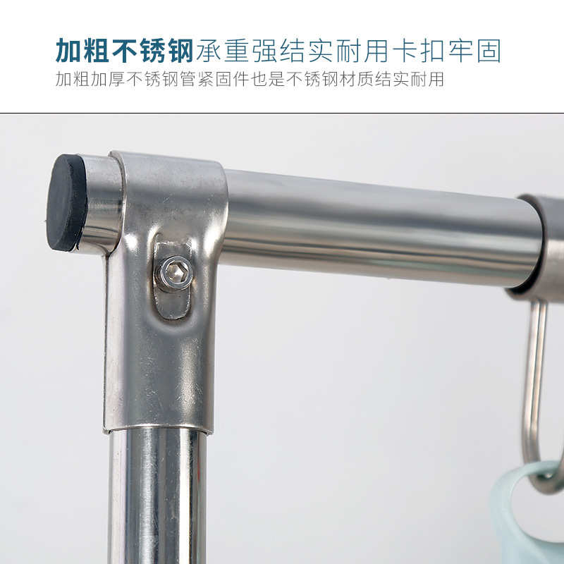 落地式不锈钢移动拖把架墩布沥水收纳置物清洁卫生间挂钩扫把架子