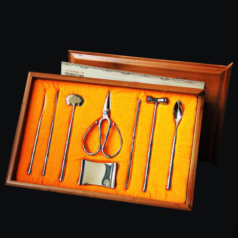 自用赠人佳品吃蟹工具304不锈钢竹节款蟹八件七里山塘品螃蟹工具